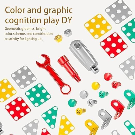 P SQUARE Plastic Electric Drill & Screw Set Design Creative Mosaic Art Puzzle Drilling Toy, Educational Learning Toy Kit - Fun Activity for Kids (Funny CAR Toy), 239 Pcs - Image 4