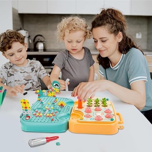 P SQUARE Plastic Electric Drill & Screw Set Design Creative Mosaic Art Puzzle Drilling Toy, Educational Learning Toy Kit - Fun Activity for Kids (Funny CAR Toy), 239 Pcs - Image 5