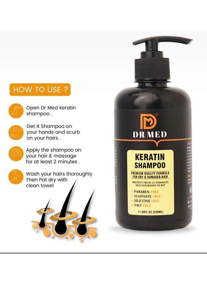 Dr.Med - DR MED Keratin Shampoo - Paraben-Free, Sulphate-Free, Silicone-Free, Salt-Free Transformation for Strong, Silky Hair 11.88 fl.0z 350ml - Image 1