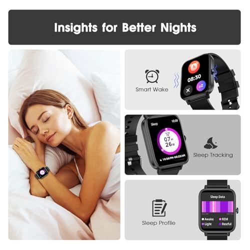 FTTMWTAG Smart Watch (Answer/Make Call): 1.85" Waterproof Fitness Trackers with 24-Hours Blood Pressure Heart Rate SpO2 Sleep Monitor Watches for Men Women, iPhone Android Compatible (Stone Black) - Image 5