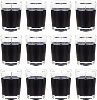 MEGA CANDLES Mega Candles 12 pcs Unscented Black Glass Container Candle, Mini Party Light 5 Hours 1.5 Inch x 1.75 Inch, - Image 1