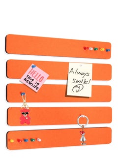 SYOSI Felt Pin Board Bar Strips Bulletin Board for Bedrooms Offices Home Wall Decoration, Notice Board Self Adhesive Cork Board with 50 Push Pins for Paste Notes, Photos, Schedules (Orange)  - Image 1