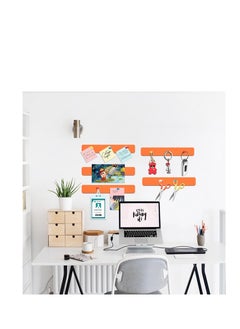 SYOSI Felt Pin Board Bar Strips Bulletin Board for Bedrooms Offices Home Wall Decoration, Notice Board Self Adhesive Cork Board with 50 Push Pins for Paste Notes, Photos, Schedules (Orange)  - Image 5
