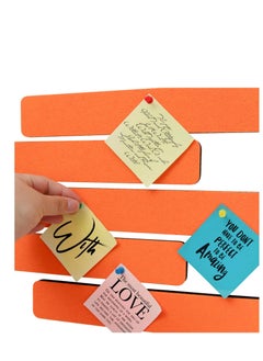 SYOSI Felt Pin Board Bar Strips Bulletin Board for Bedrooms Offices Home Wall Decoration, Notice Board Self Adhesive Cork Board with 50 Push Pins for Paste Notes, Photos, Schedules (Orange)  - Image 3