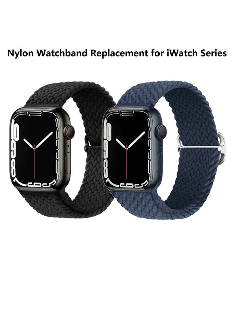 Youque Nylon Watchband Replacement Bracelet for iWatch Series 10 46mm,Compatible with iWatch Band 49mm 45mm 44mm 42mm,Sport Strap Replacement WristBands for  iWatch Series 9 8 7 6 5 4 3 2 1ultra 2 ultra SE SE 2 Black and Blue  - Image 1