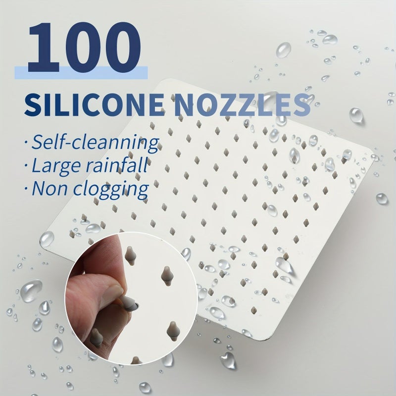 Square 10 Inch Ultra Thin Stainless Steel Ceiling Shower Head With Adjustable Extendable Bracket - Image 2