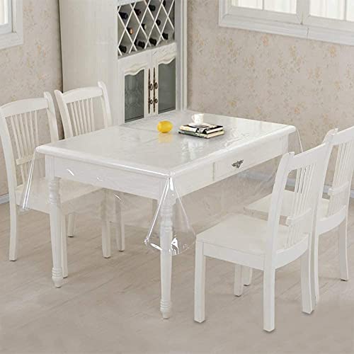 sancua Clear Plastic 100% Waterproof Tablecloth - 54 x 78 Inch - Vinyl PVC Rectangle Table Cloth Protector Oil Spill Proof Wipe Clean Table Cover for Dining Tables, Parties & Camping, Crystal Clear - Image 2