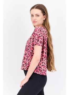 Adidas Women Sportswear Fit Short Sleeves Training Top, Pink Combo  - Image 2