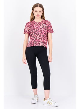 Adidas Women Sportswear Fit Short Sleeves Training Top, Pink Combo  - Image 4