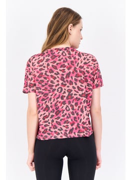 Adidas Women Sportswear Fit Short Sleeves Training Top, Pink Combo  - Image 3