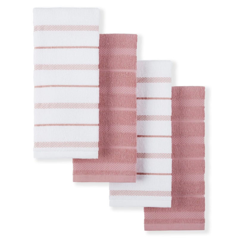 KitchenAid Albany Kitchen Towel 4Pack Set Dried RoseWhite 16x26