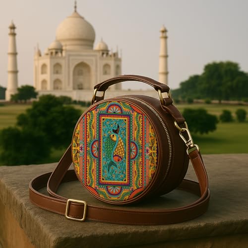 Kalankit Round Sling Bags for Women, Stylish Vegan Leather Crossbody Bag for Girls | Ladies Handbag and Travel Purse with Detachable Shoulder Strap, Birthday gifts for woman | Multicolor - Image 3