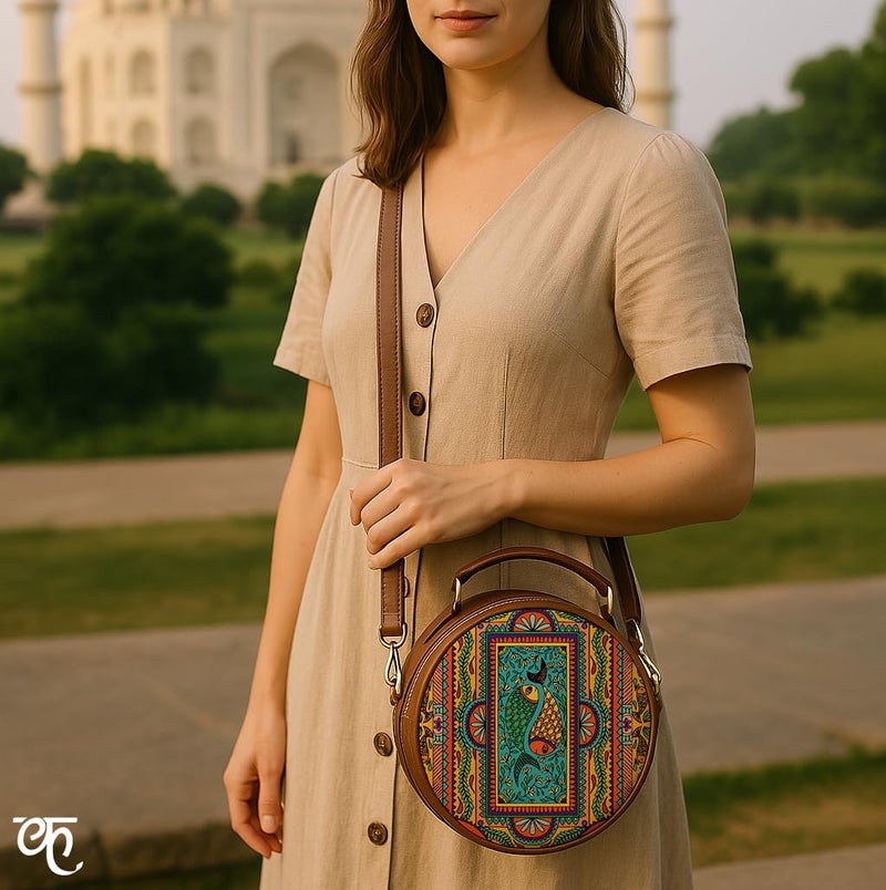 Kalankit Round Sling Bags for Women, Stylish Vegan Leather Crossbody Bag for Girls | Ladies Handbag and Travel Purse with Detachable Shoulder Strap, Birthday gifts for woman | Multicolor - Image 5