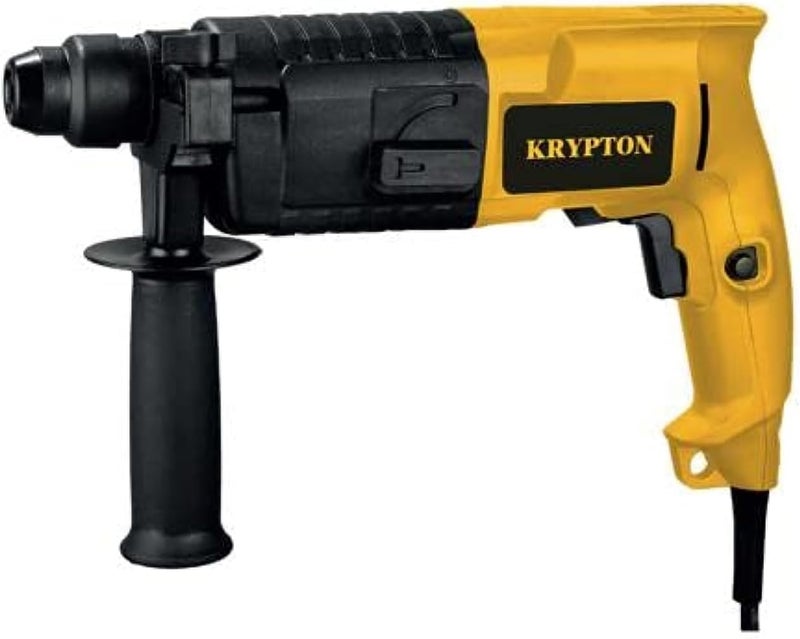 كريبتون مطرقة دوارة مقاس 20 مم - Krh2050-Sa 500 وات، طاقة تأثير 1.5 جول، معدل التأثير 0-5، 500 نبضة في الدقيقة، سرعة بدون تحميل 0-1200 دورة في الدقيقة، تصميم مريح مثالي للأسطح الخرسانية والفولاذية والخشبية باللونين الأسود والأصفر