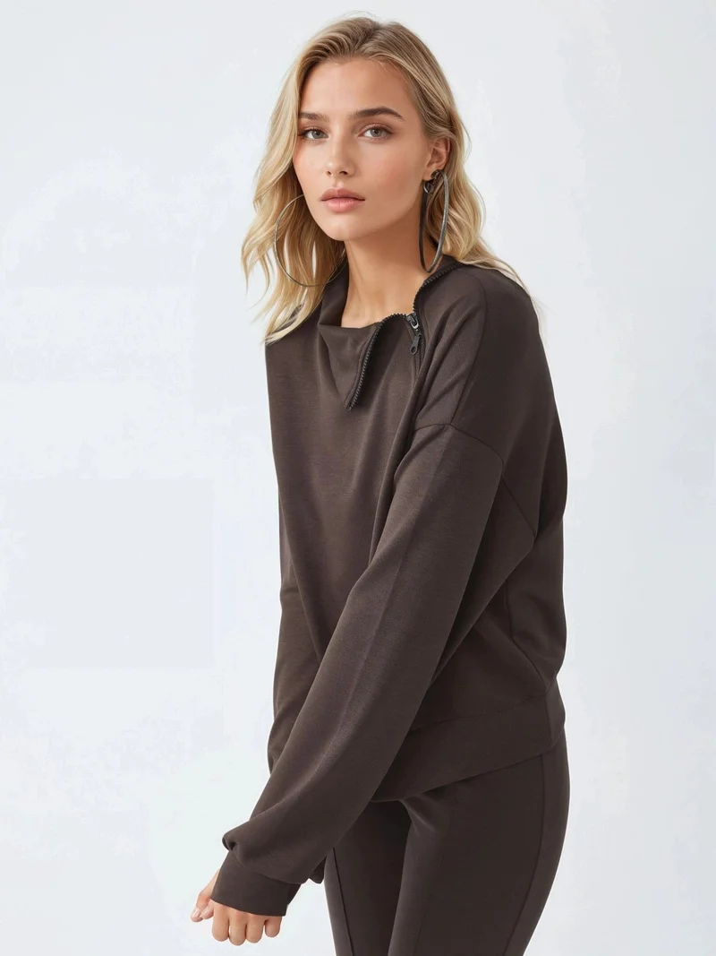 Busem BUSEM Relaxed Fit Zipper Collar Sweatshirt