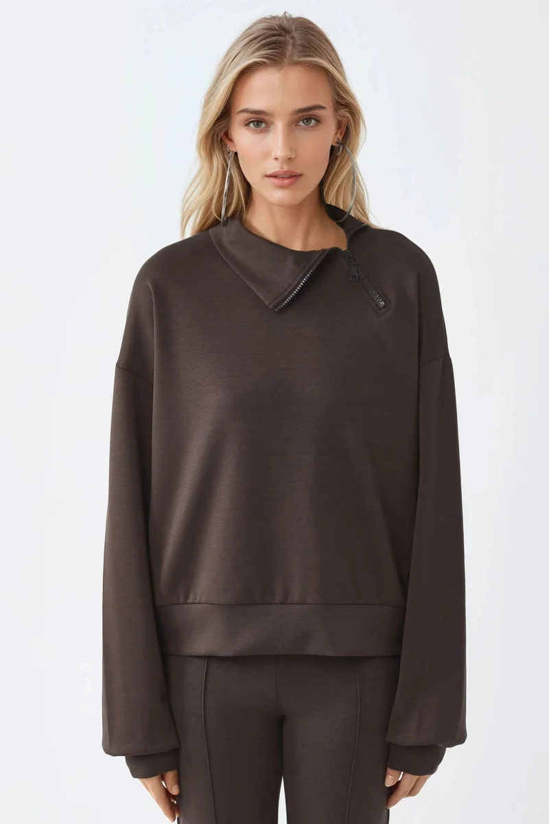 Busem BUSEM Relaxed Fit Zipper Collar Sweatshirt