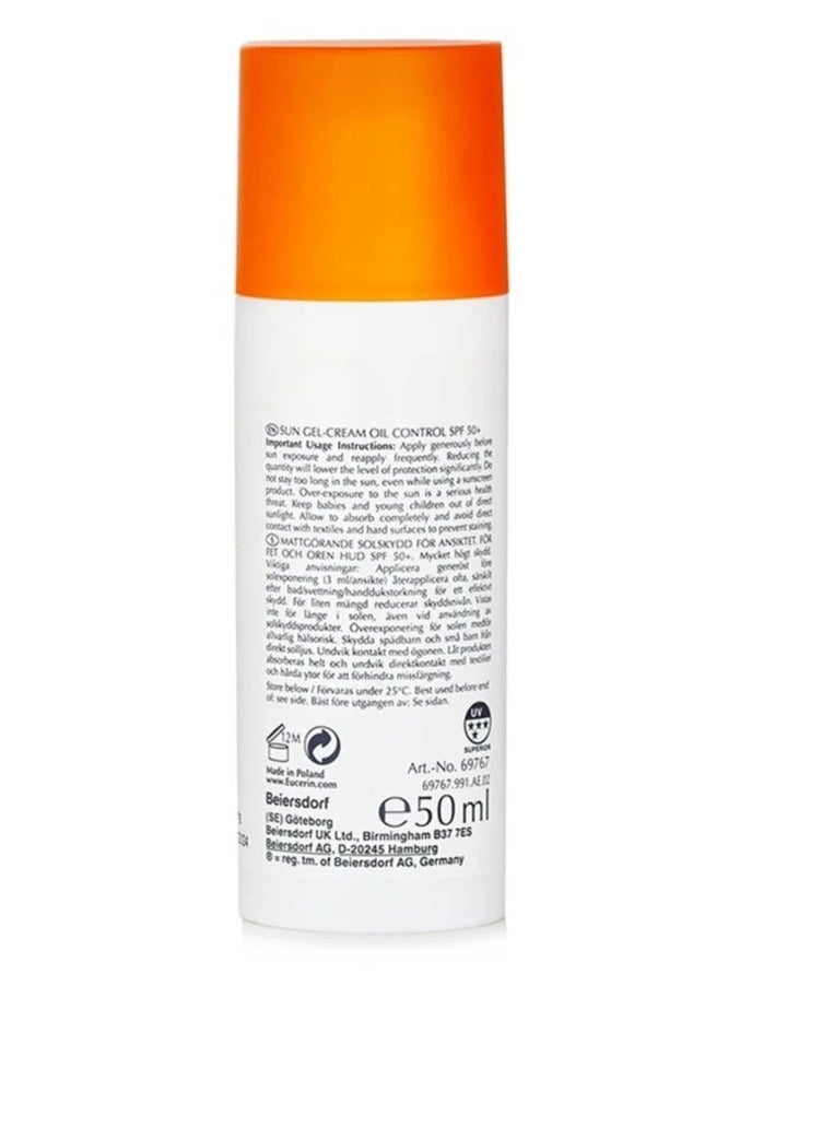 Eucerin - EUCERIN DT OIL CONT SPF 50+ GELCRM 50ML original 100% - Image 1