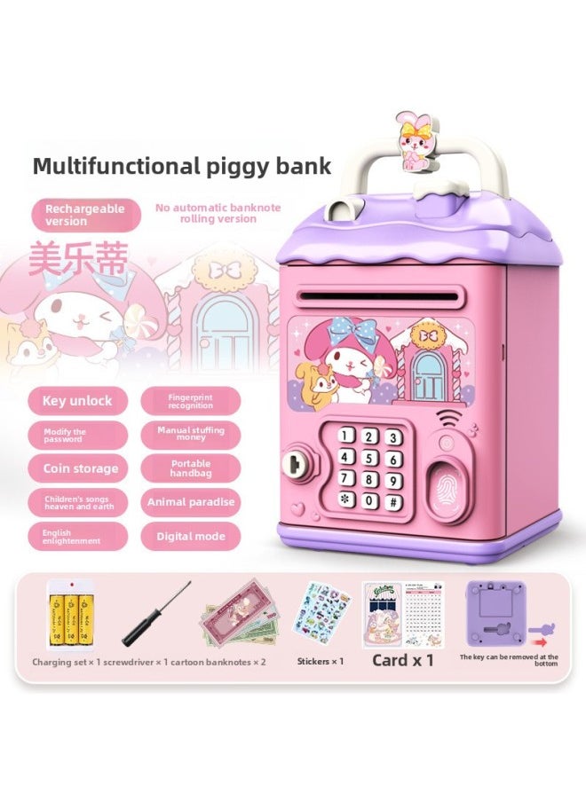 Children's Girls Kulomi Piggy Bank Can Access Only In And Out Of Boys Savings Password Box Wholesale-Color:Melody [key Unlocking⭐Password Fingerprint⭐Manual Door Opening] Fast Charging Model  - Image 1