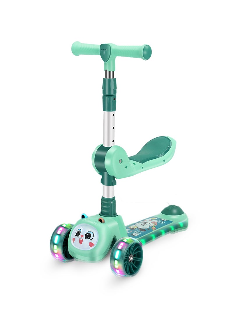 LB - 3-in-1 Kids Kick Scooter with LED Lights and Sound – Adjustable Handlebar, Foldable Seat, Light-Up Wheels & Deck - Image 1