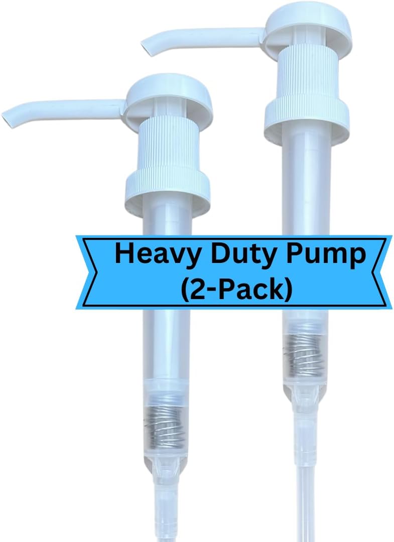 Serious Soil Heavy Duty Pump Dispenser for Gallon Jugs (1oz/2-Pack) Leak Proof Pump Dispenser for Shampoo, Laundry Detergent, Liquid, Water, Popcorn Butter, Snow Cone Syrup, Oils, 1 Gallon BPA-Free Dispenser - Image 1