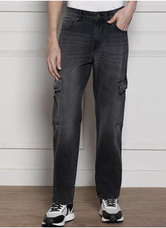 Dennis Lingo Mid Rise Relaxed Fit Light Fade Cargo Jeans by Styli  - Image 1