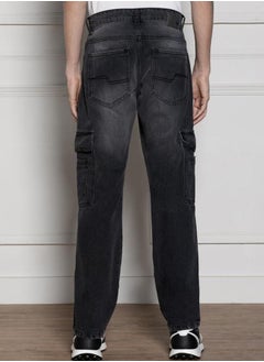 Dennis Lingo Mid Rise Relaxed Fit Light Fade Cargo Jeans by Styli  - Image 2