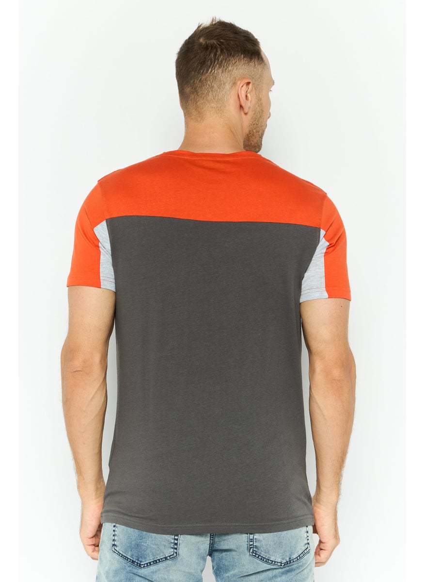 CROSSHATCH Men Round Neck Embroidered Logo Short Sleeves T-shirt, Grey  - Image 4