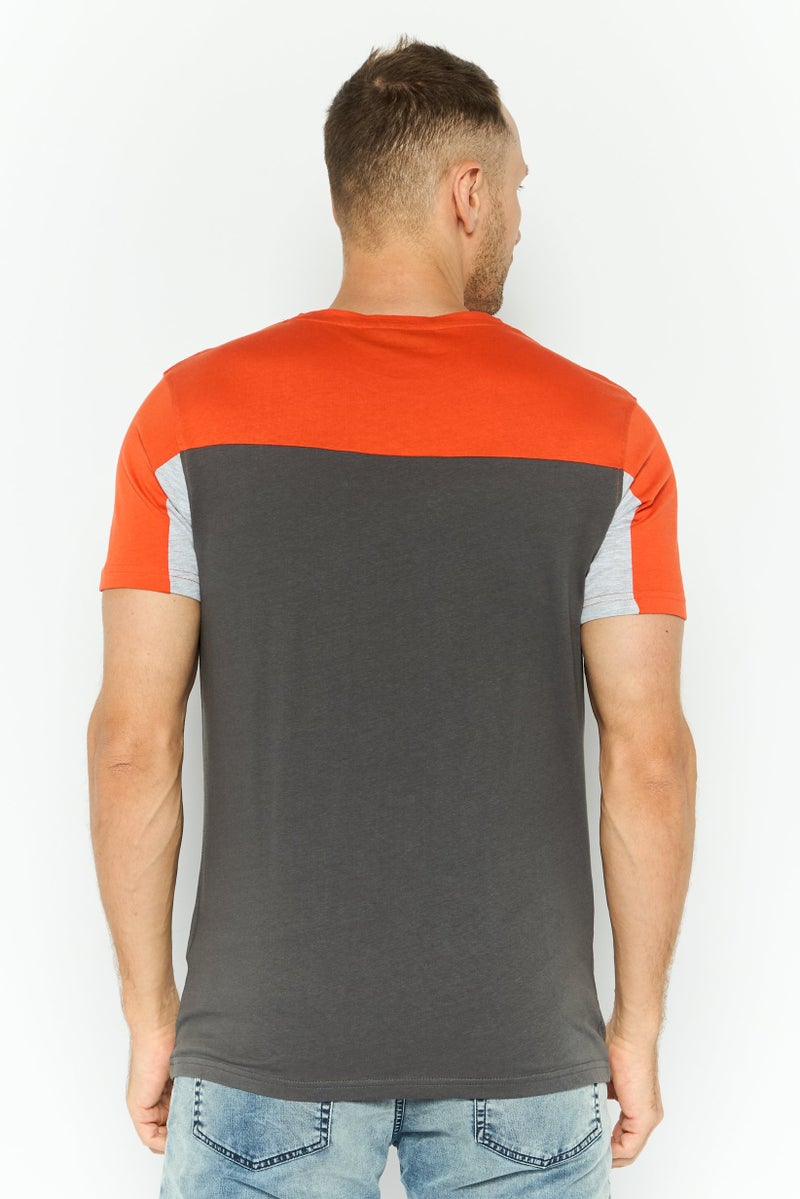 CROSSHATCH Men Round Neck Embroidered Logo Short Sleeves T-shirt, Grey - Image 4