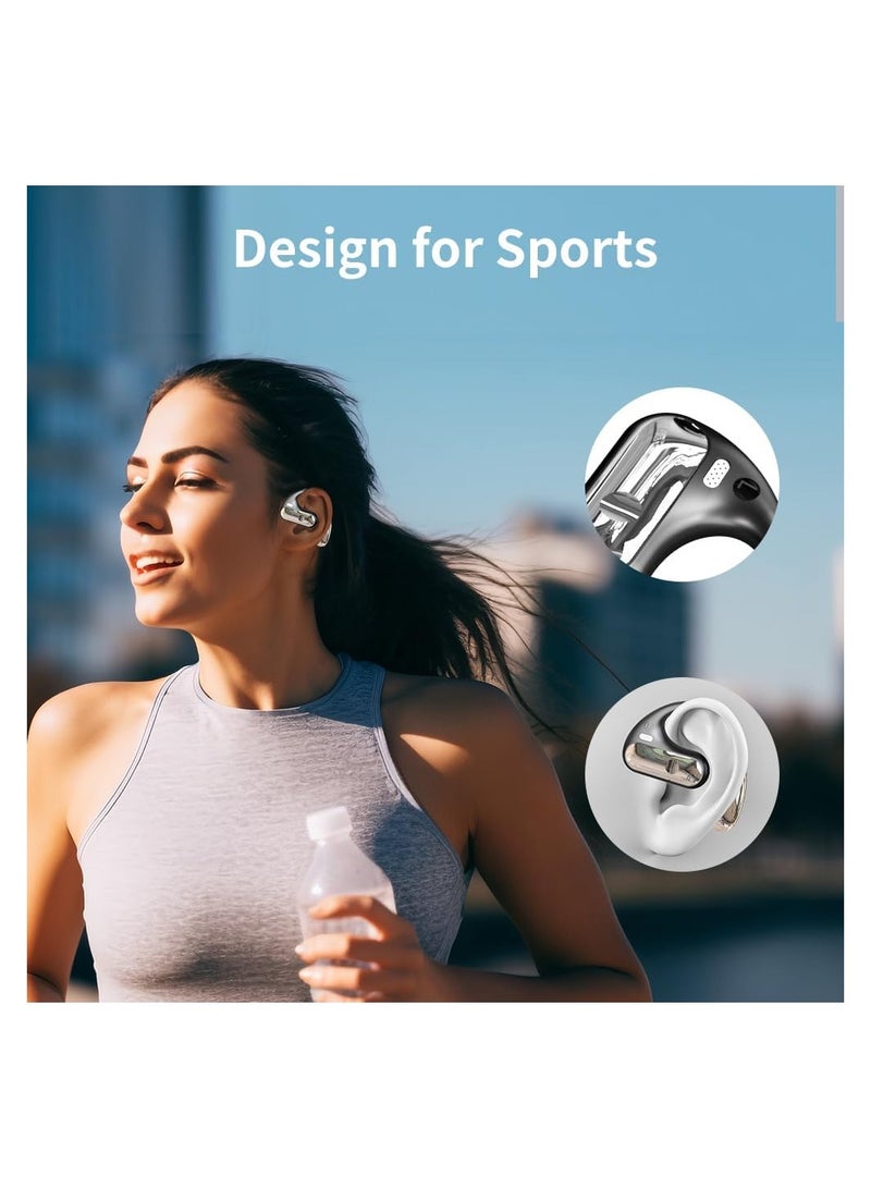 SYOSI Open Ear Air Conduction Headphones, Wireless Bluetooth Headphones, 40 Hours Playtime Sports Headphones with Earhooks, with Digital Display Charging Case, for Driving Walking, Fit for Iphone Android - Image 3