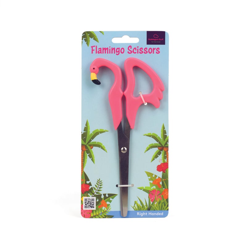 Bubblegum Stuff Flamingo Scissors - Pink Plastic Handled Animal Scissors with 4-Inch/10 cm Steel Blades - Right-Handed - Stationery and Office Supplies - Image 1