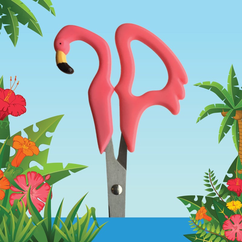 Bubblegum Stuff Flamingo Scissors - Pink Plastic Handled Animal Scissors with 4-Inch/10 cm Steel Blades - Right-Handed - Stationery and Office Supplies - Image 4