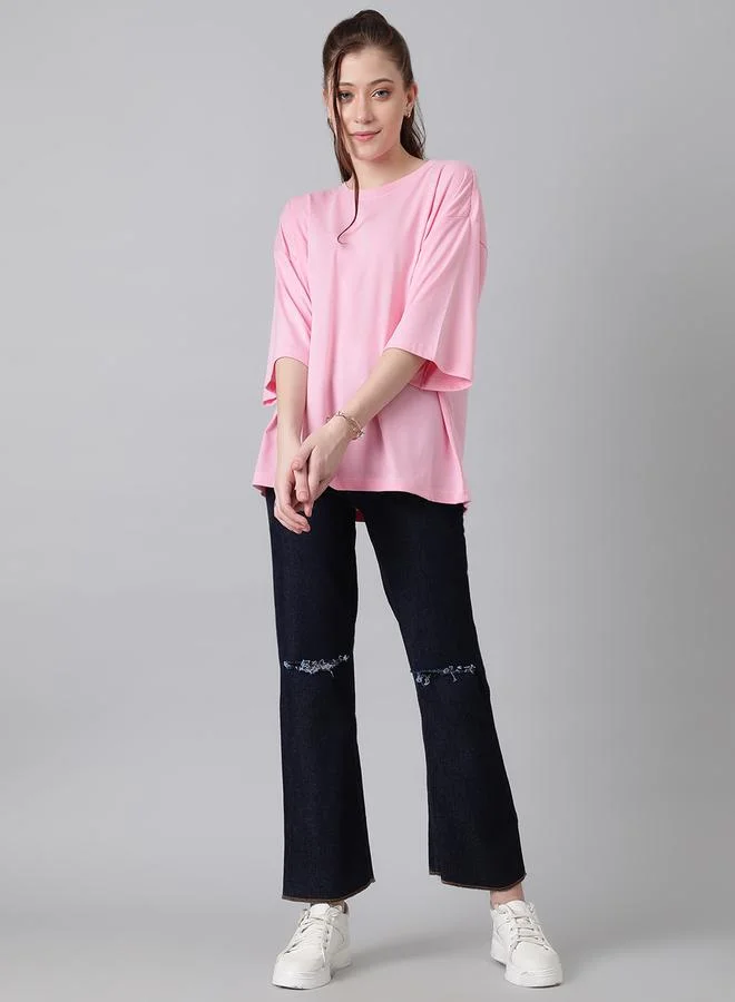 Kotty Oversized Round Neck Drop Shoulder T-Shirt