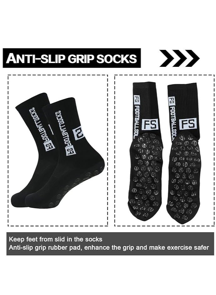 SYOSI - 3 Pairs Grip Socks Football Socks for Men Cushioned Non Slip Football Socks Basketball Hockey Sports Anti Slip Socks for Children Teenagers - Image 1