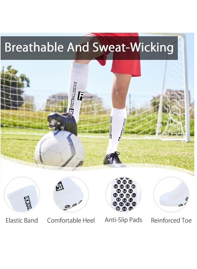 SYOSI - 3 Pairs Grip Socks Football Socks for Men Cushioned Non Slip Football Socks Basketball Hockey Sports Anti Slip Socks for Children Teenagers - Image 1