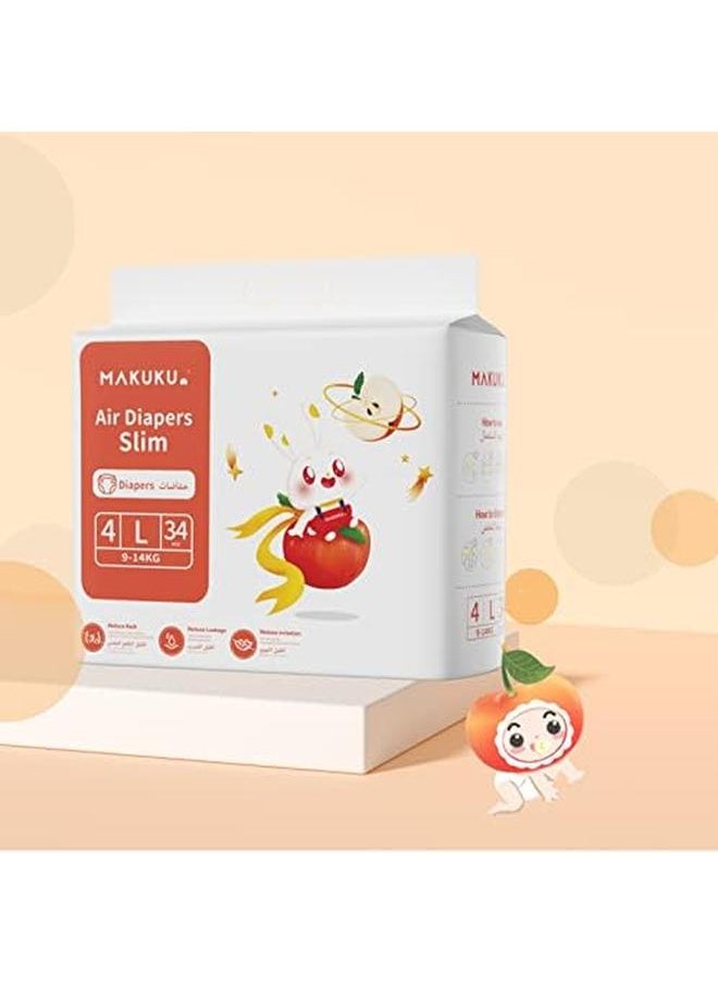 MAKUKU - Diaper Air Diapers Slim Tape Size L 9 14 Kg 34 Diapers - Image 1