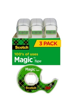 Scotch  Scotch Magic Tape, 3 Rolls, Numerous Applications, Invisible, Engineered for Repairing, 3/4 x 300 Inches, Dispensered (3105)  - Image 1