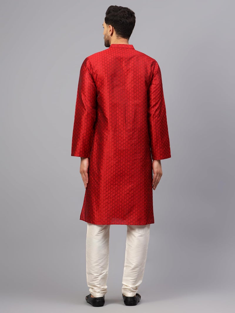 LATEST CHIKAN Men’s Silk Chikankari Kurta with Cream Churidar | Festive Set - KP-SB-R1-44 - Image 3