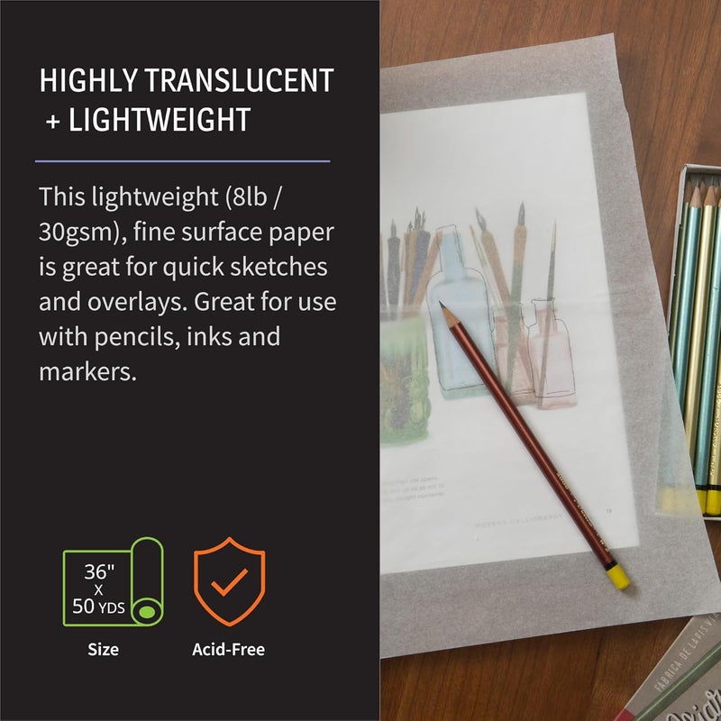 Bienfang SKETCH 106 Tracing Paper Roll - 36 Inches x 50 Yards - Lightweight and Translucent - Image 2