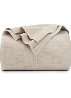 Utopia Bedding Utopia Bedding 100% Cotton Blanket (Queen Size - 90x90 Inches) 350GSM Lightweight Thermal Blanket, Soft Breathable Blanket for All Seasons (Khaki)  - Image 1