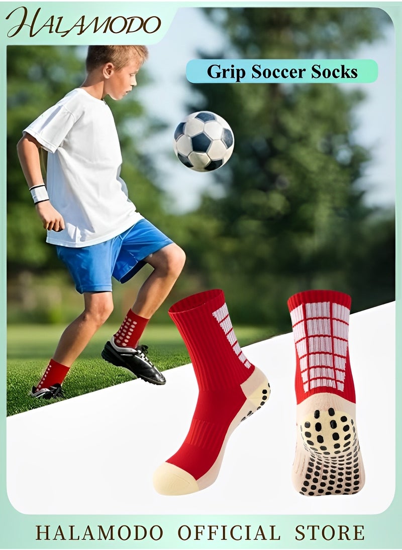 HALAMODO Men's Grip Soccer Socks Anti Slip Non Slip Athletic Socks Sports Socks for Football Basketball Sports Hockey Rugby Sports  - Image 1
