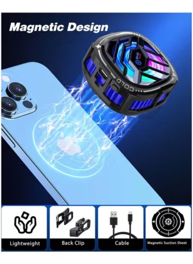 JAJEEK Cell Phone Cooler with Semiconductor Cooling Chip & RGB Lights | Gaming Phone Cooler for Fast Heat Dissipation | Lightweight Mobile Cooler for PUBG, COD, and Streaming | Universal Smartphone Cooling Fan for iPhone, Android, Tablets - Image 2