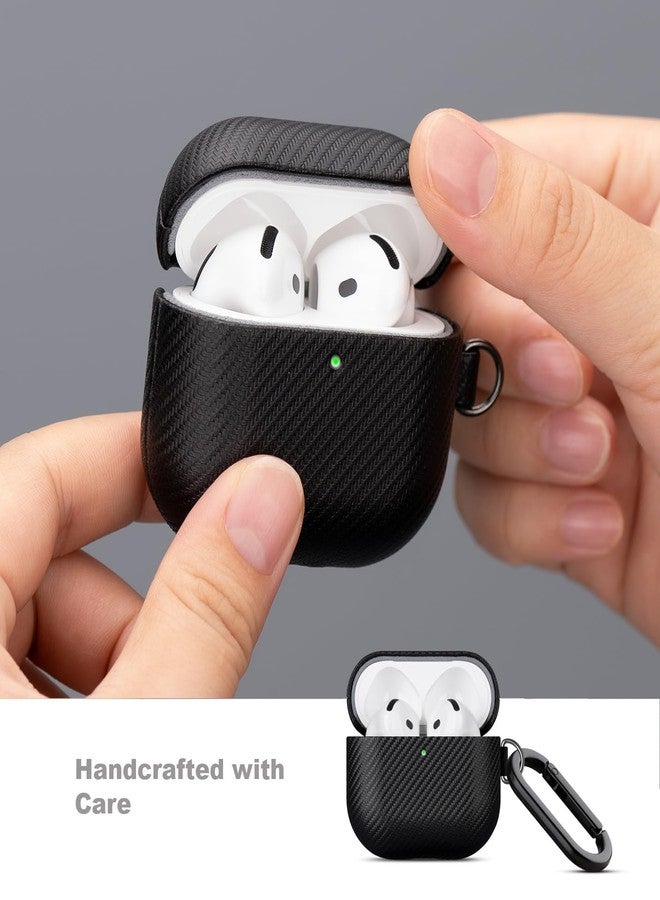Lopie غطاء حماية مصنوع يدويًا من لوبي لسماعات AirPods 4 مع مشبك ومجموعة تنظيف، غطاء من الجلد الصناعي الفاخر لسماعات AirPods 4 / AirPods 4 مع خاصية إلغاء الضوضاء النشطة، غطاء صلب بتصميم ألياف الكربون - أسود - Image 5