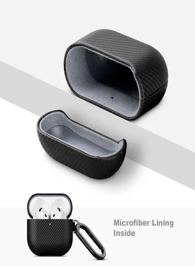 Lopie غطاء حماية مصنوع يدويًا من لوبي لسماعات AirPods 4 مع مشبك ومجموعة تنظيف، غطاء من الجلد الصناعي الفاخر لسماعات AirPods 4 / AirPods 4 مع خاصية إلغاء الضوضاء النشطة، غطاء صلب بتصميم ألياف الكربون - أسود - Image 4