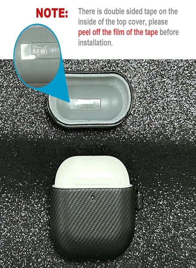 Lopie غطاء حماية مصنوع يدويًا من لوبي لسماعات AirPods 4 مع مشبك ومجموعة تنظيف، غطاء من الجلد الصناعي الفاخر لسماعات AirPods 4 / AirPods 4 مع خاصية إلغاء الضوضاء النشطة، غطاء صلب بتصميم ألياف الكربون - أسود - Image 3