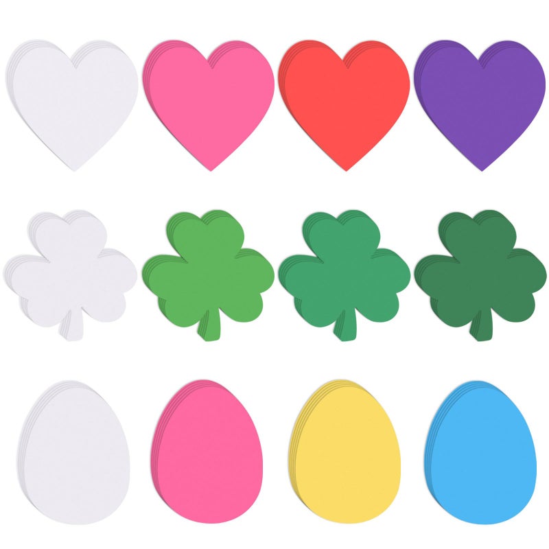 MixTeach 180 Pcs Heart Shamrocks Egg Cutouts, 4 Inch - Image 1