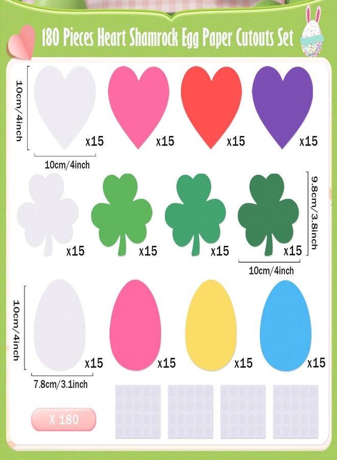MixTeach 180 Pcs Heart Shamrocks Egg Cutouts, 4 Inch - Image 2