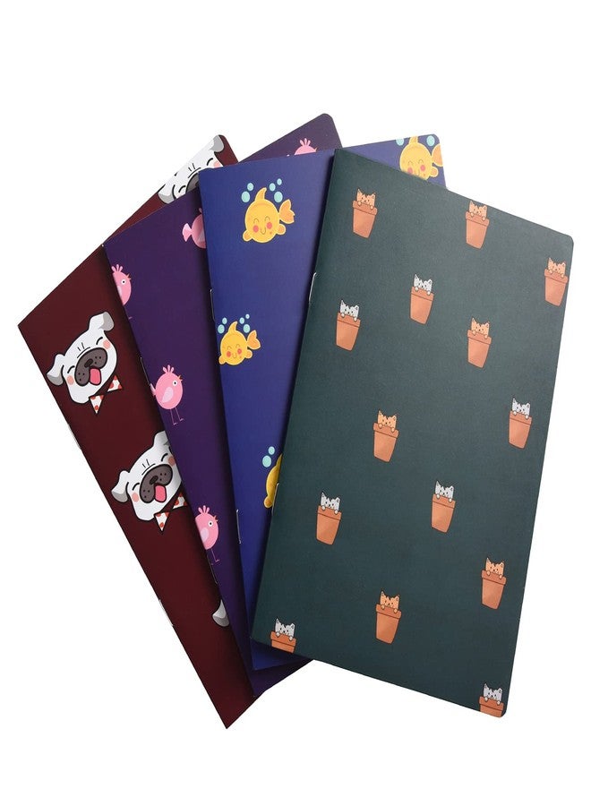 Papboo A5 Handy, Easy to Carry Unruled, Plain Cute Animal Dark Colour Set of 4 for doodling, Writing, Notes, Notebooks -Matte Finished - Journal Diary, Gift.(60 * 4=240 80 GSM Pages) - Image 1