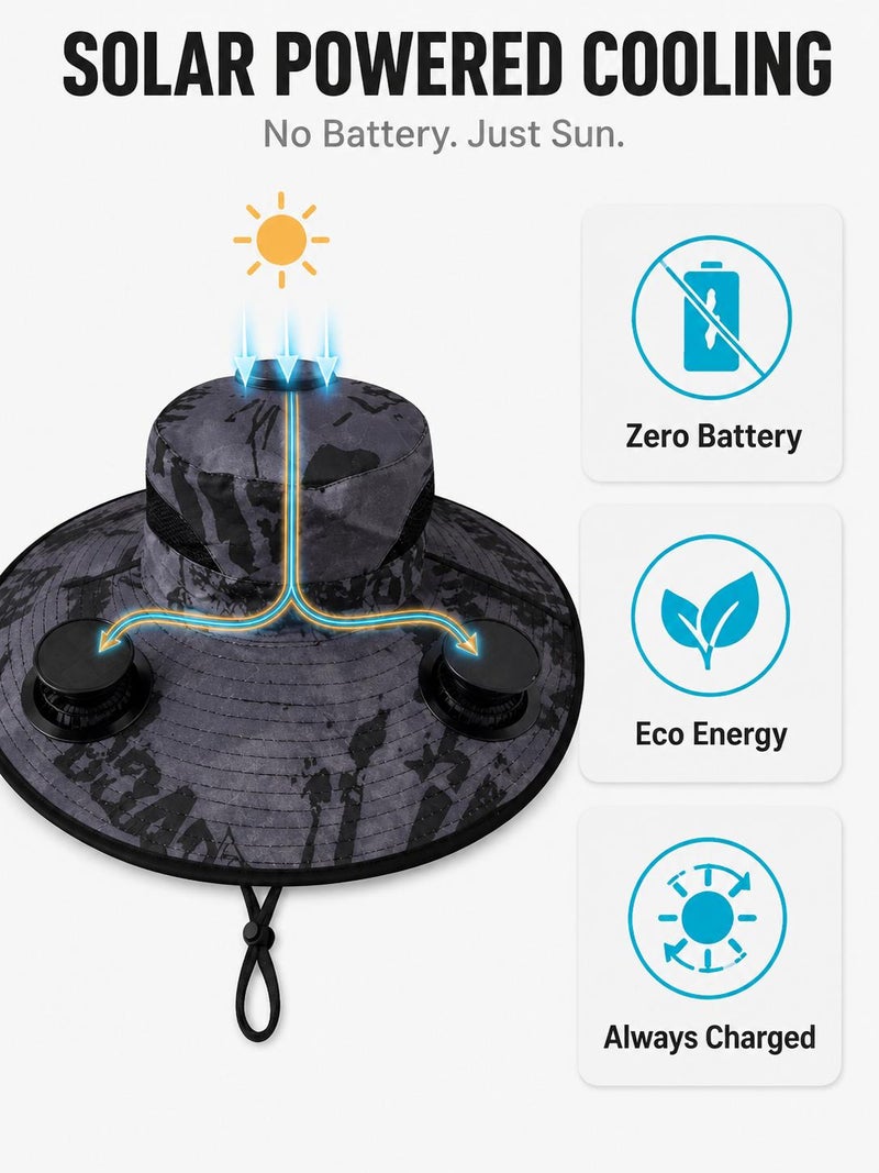 2 Fans Solar Cooling Hat | USB Charging | UPF50+ Sun Protection | Adjustable Breathable Outdoor Hat for Men Women - Image 2