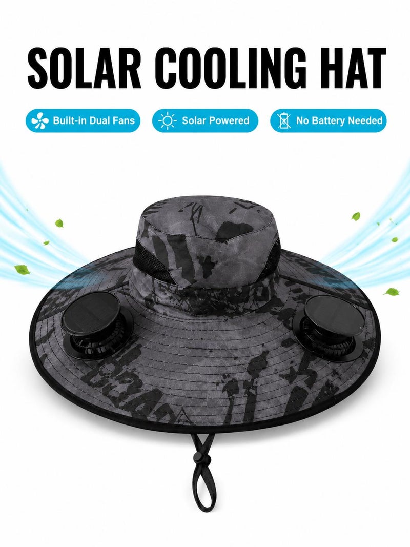 2 Fans Solar Cooling Hat | USB Charging | UPF50+ Sun Protection | Adjustable Breathable Outdoor Hat for Men Women - Image 1