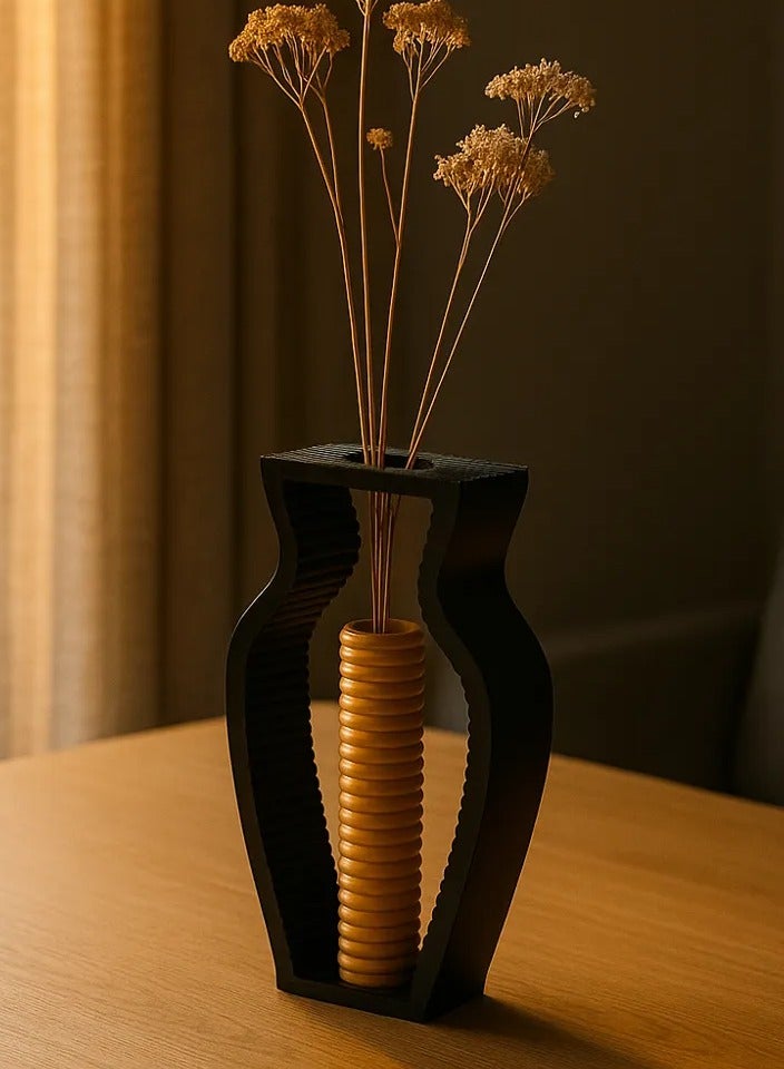 أخوة ثلاثي الأبعاد مزهرية ديكور بتصميم مجوف عصري – 25 × 14.6 سم - Image 2